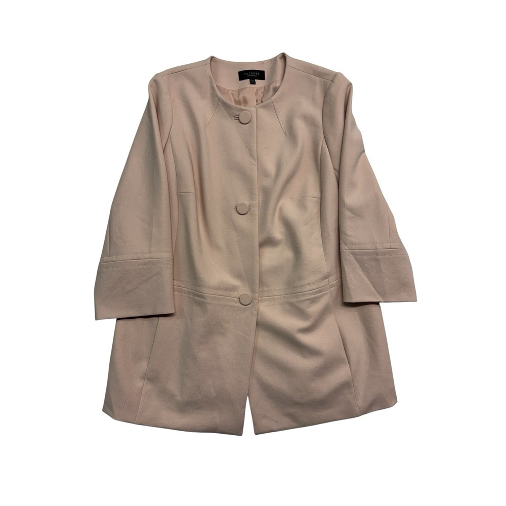 Talbots 14WP 14W 14P Light Blush Pink Jacket Blazer Long Career 3/4 Sleeve‎